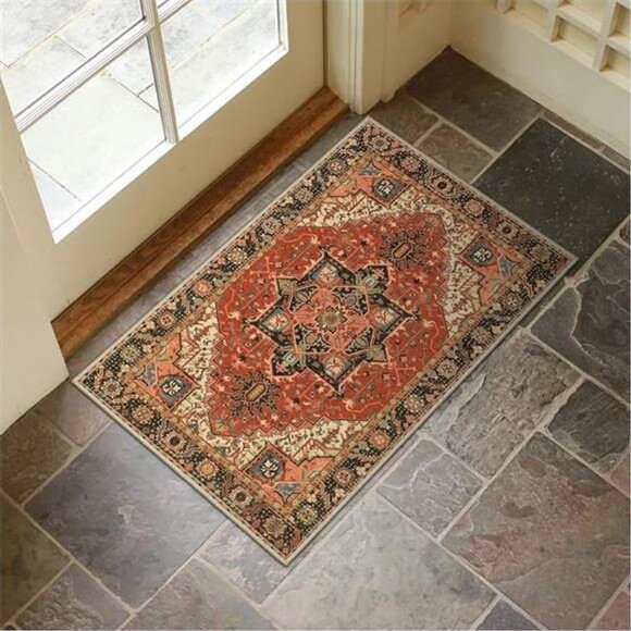 Washable Indoor Door mat, Non Slip Retro Entryway Rug 20" x 32" Doormat - Picture 6 of 6